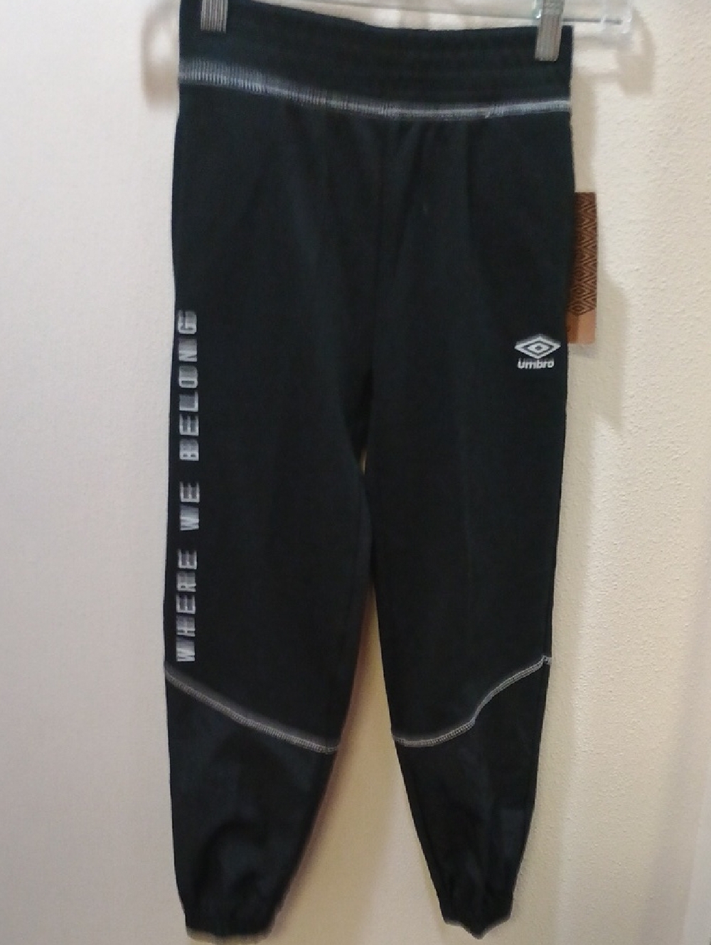 Umbro Black Kids Joggers with Side Script
